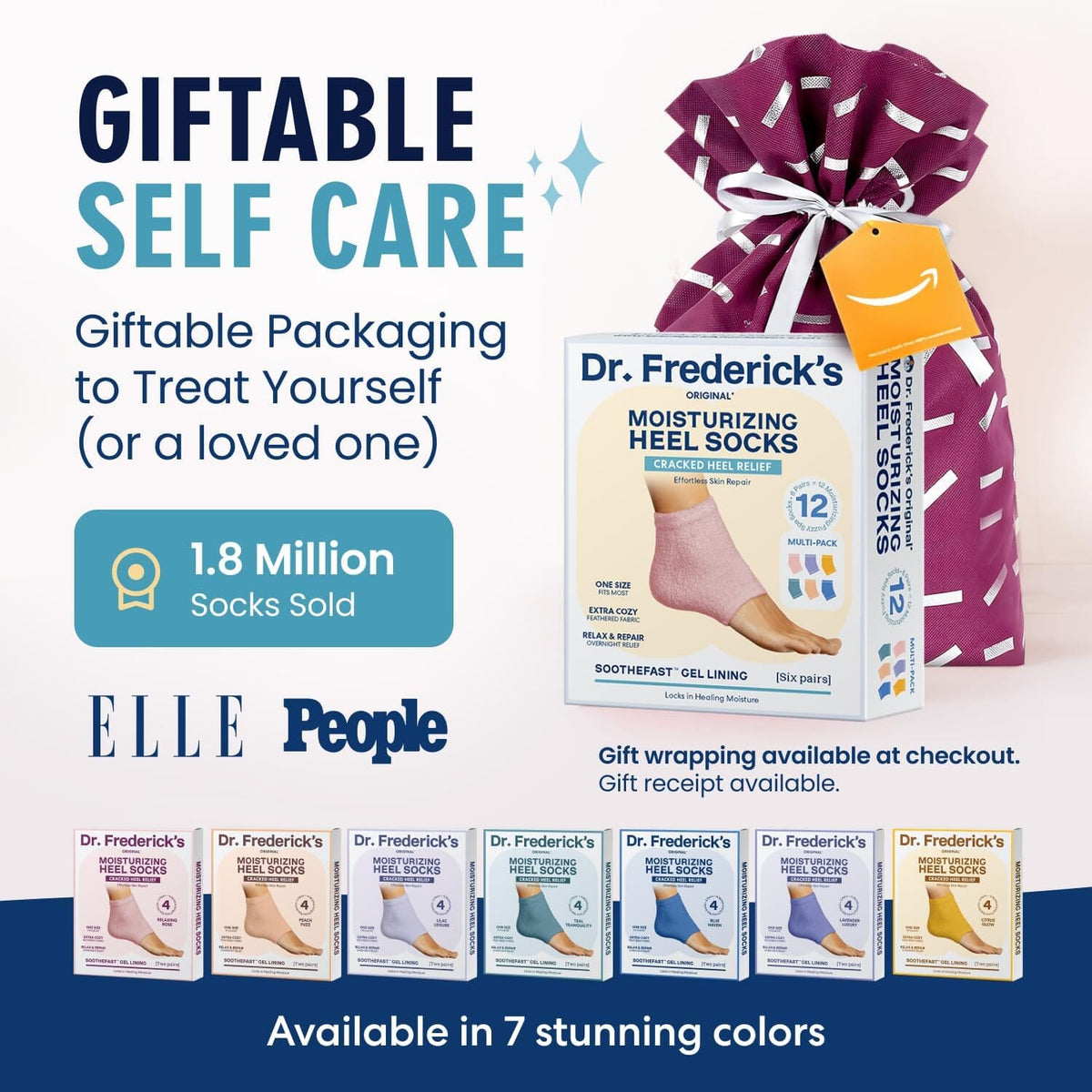 Dr. Frederick&#39;s Original Moisturizing Fuzzy Heel Socks - 2 Pairs - Cozy Gel-Lined Sleep Socks for Women &amp; Men - Soothes Dry, Cracked Feet - Heel Repair - Variety Pack Dr. Frederick&#39;s Original 