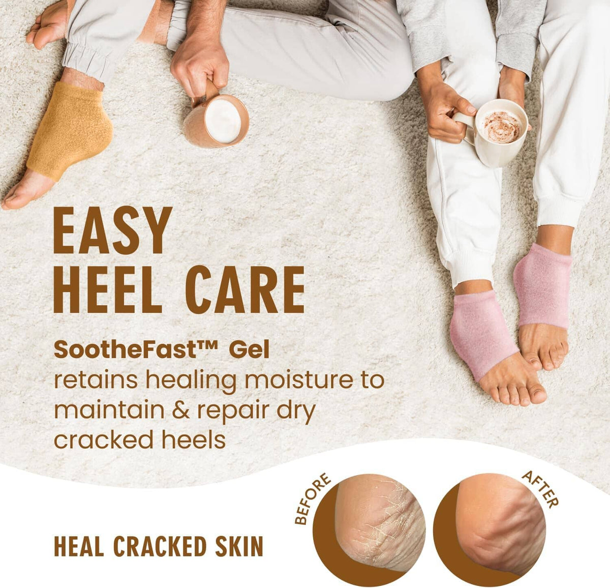 Dr. Frederick&#39;s Original Moisturizing Fuzzy Heel Socks - 2 Pairs - Cozy Gel-Lined Sleep Socks for Women &amp; Men - Soothes Dry, Cracked Feet - Heel Repair Dr. Frederick&#39;s Original 