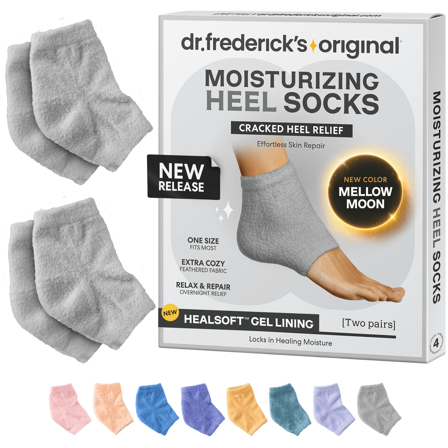 Fuzzy Moisturizing Heel Socks - SootheFast™ Gel - 2 Pairs Moisturizing Therapy Dr. Frederick's Original Mellow Moon 