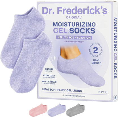 Dr. Frederick's Original Moisturizing Gel Socks for Men & Women -- Dry Feet & Cracked Heel Treatment -- Full Foot Gel Lining with Mango Butter, Shea Butter, Jojoba & Coconut Oil Dr. Frederick's Original Lilac Leisure 