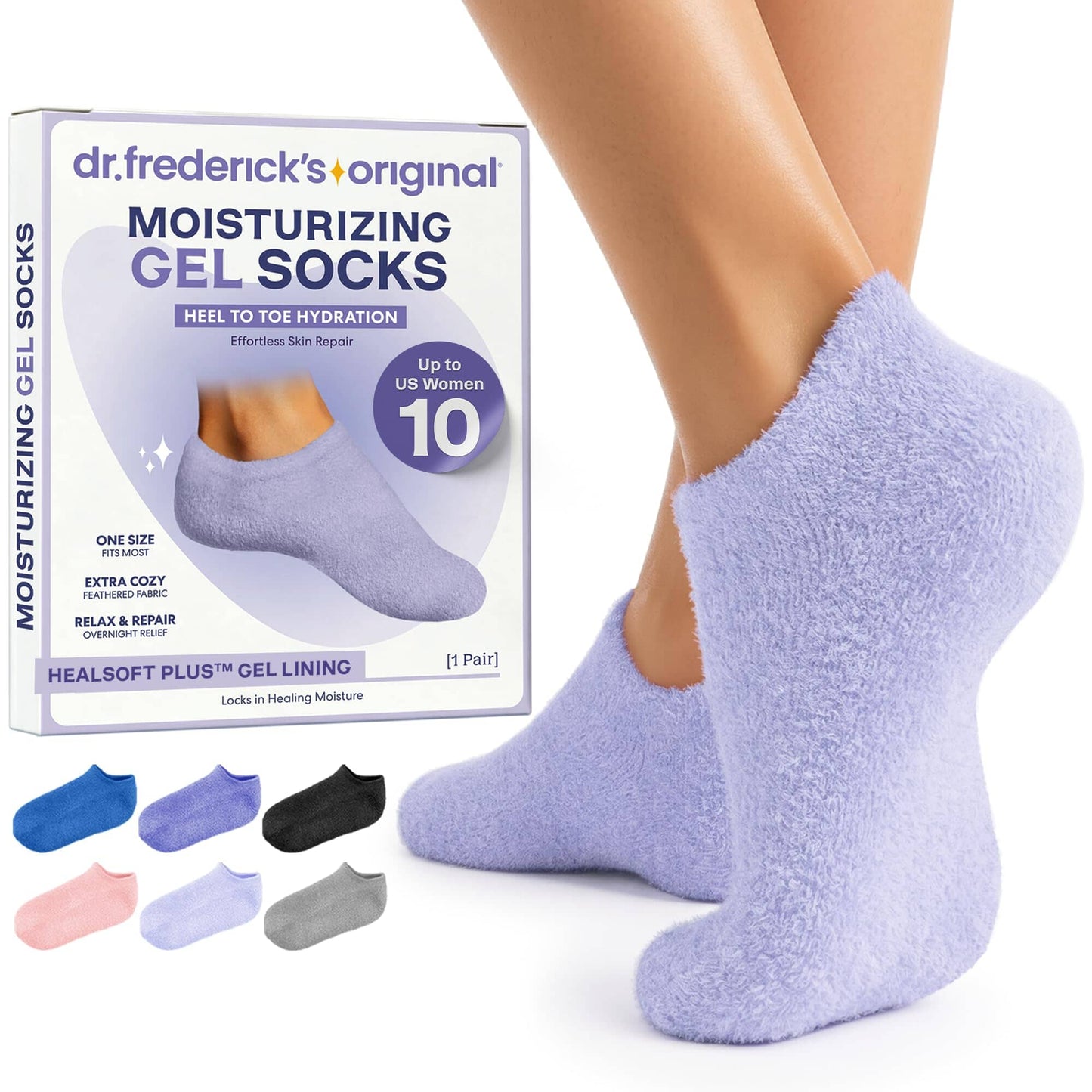 Moisturizing Gel Socks - HealSoft Plus™ - 1 Pair Moisturizing Therapy Dr. Frederick's Original Lilac Leisure 