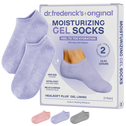 Dr. Frederick's Original Moisturizing Gel Socks for Men & Women -- Dry Feet & Cracked Heel Treatment -- Full Foot Gel Lining with Mango Butter, Shea Butter, Jojoba & Coconut Oil Moisturizing Therapy Dr. Frederick's Original Lilac Leisure 