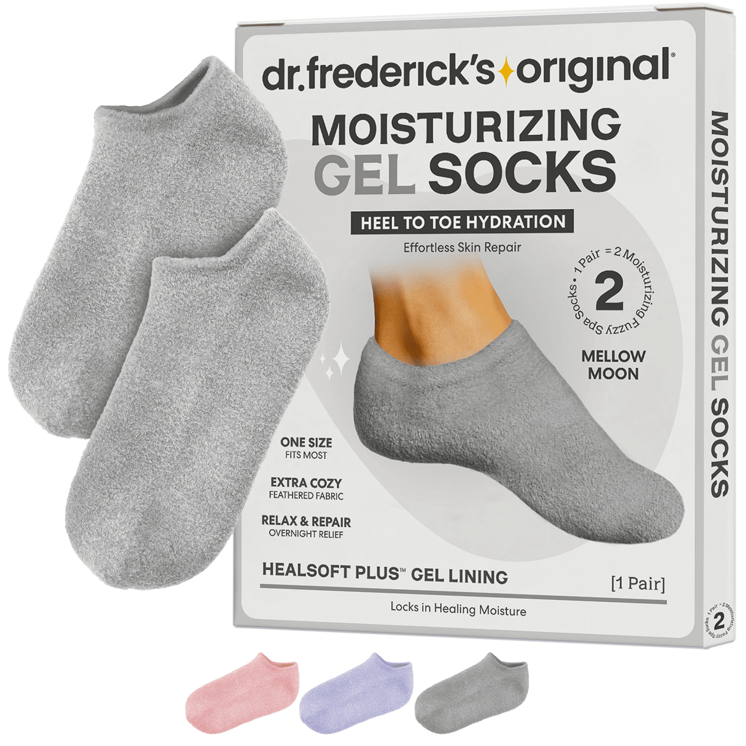 Dr. Frederick's Original Moisturizing Gel Socks for Men & Women -- Dry Feet & Cracked Heel Treatment -- Full Foot Gel Lining with Mango Butter, Shea Butter, Jojoba & Coconut Oil Moisturizing Therapy Dr. Frederick's Original Mellow Moon 