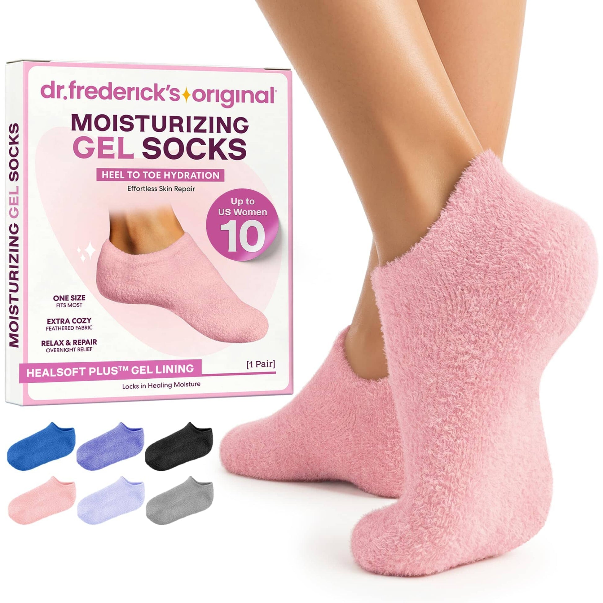 Moisturizing Gel Socks - HealSoft Plus™ - 1 Pair Moisturizing Therapy Dr. Frederick's Original Plush Pink 
