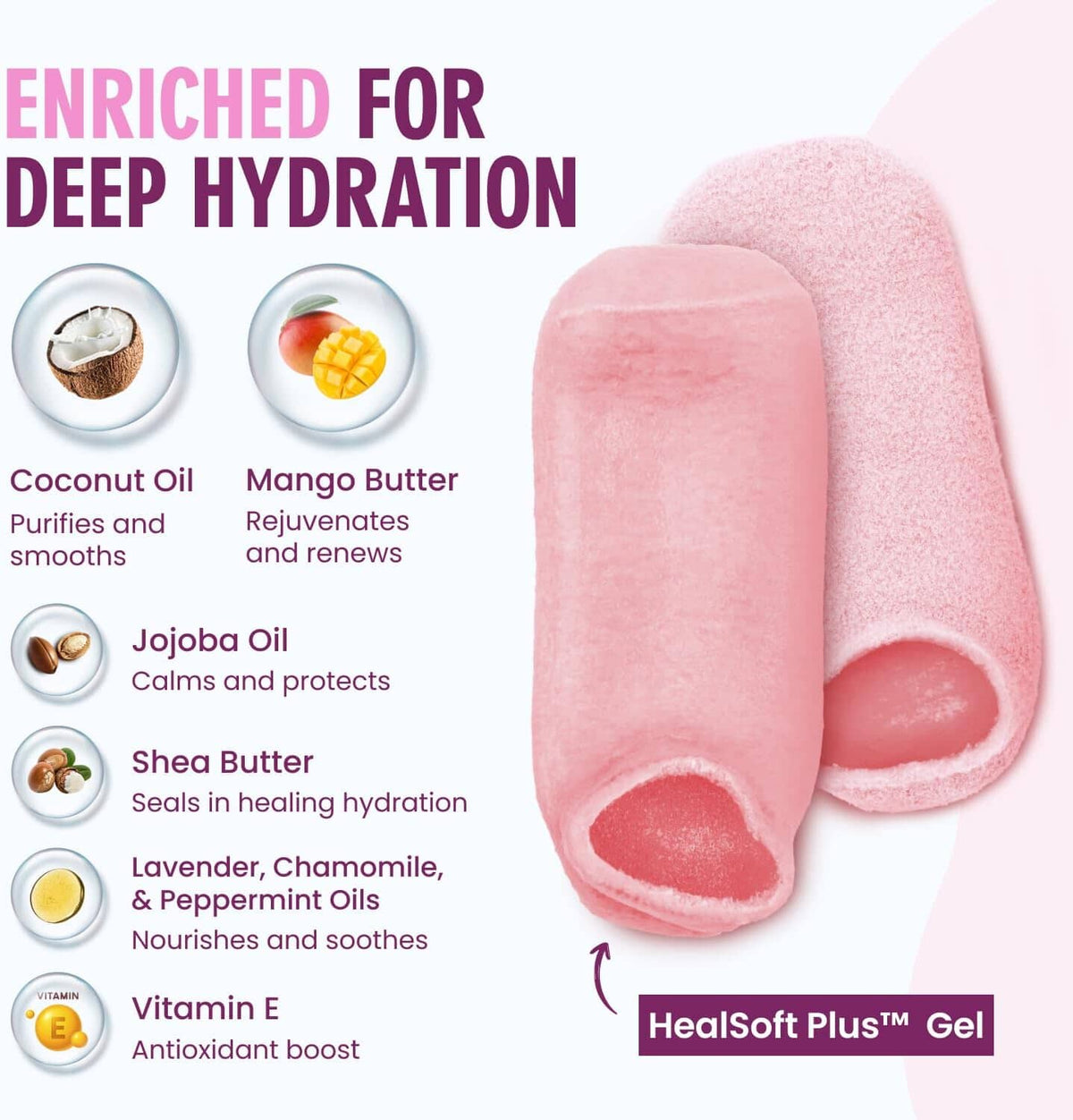 Dr. Frederick’s Original Moisturizing Gel Socks for Men &amp; Women – Dry Feet &amp; Cracked Heel Treatment – Full Foot Gel Lining with Mango Butter, Shea Butter, Jojoba &amp; Coconut Oil – Plush Pink Dr. Frederick&#39;s Original 