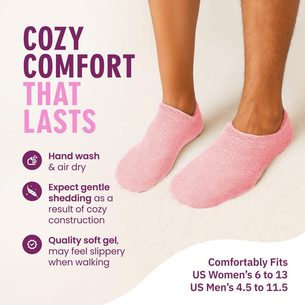 Dr. Frederick’s Original Moisturizing Gel Socks for Men &amp; Women – Dry Feet &amp; Cracked Heel Treatment – Full Foot Gel Lining with Mango Butter, Shea Butter, Jojoba &amp; Coconut Oil – Plush Pink Dr. Frederick&#39;s Original 