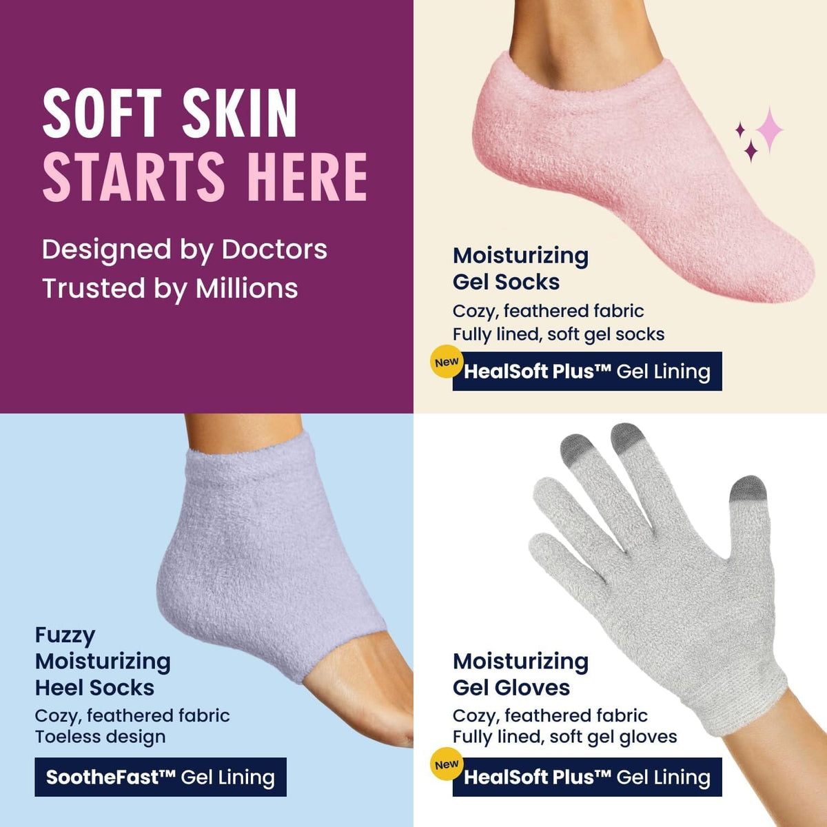 Dr. Frederick’s Original Moisturizing Gel Socks for Men &amp; Women – Dry Feet &amp; Cracked Heel Treatment – Full Foot Gel Lining with Mango Butter, Shea Butter, Jojoba &amp; Coconut Oil – Plush Pink Dr. Frederick&#39;s Original 