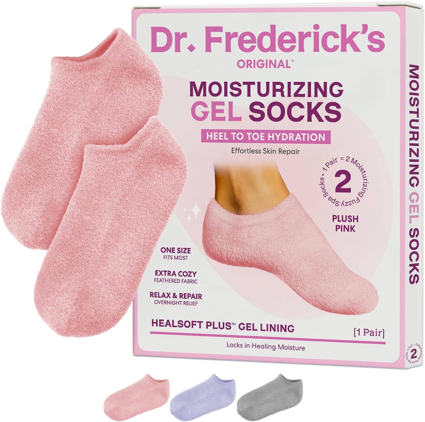 Dr. Frederick’s Original Moisturizing Gel Socks for Men & Women – Dry Feet & Cracked Heel Treatment – Full Foot Gel Lining with Mango Butter, Shea Butter, Jojoba & Coconut Oil – Plush Pink Dr. Frederick's Original Plush Pink 
