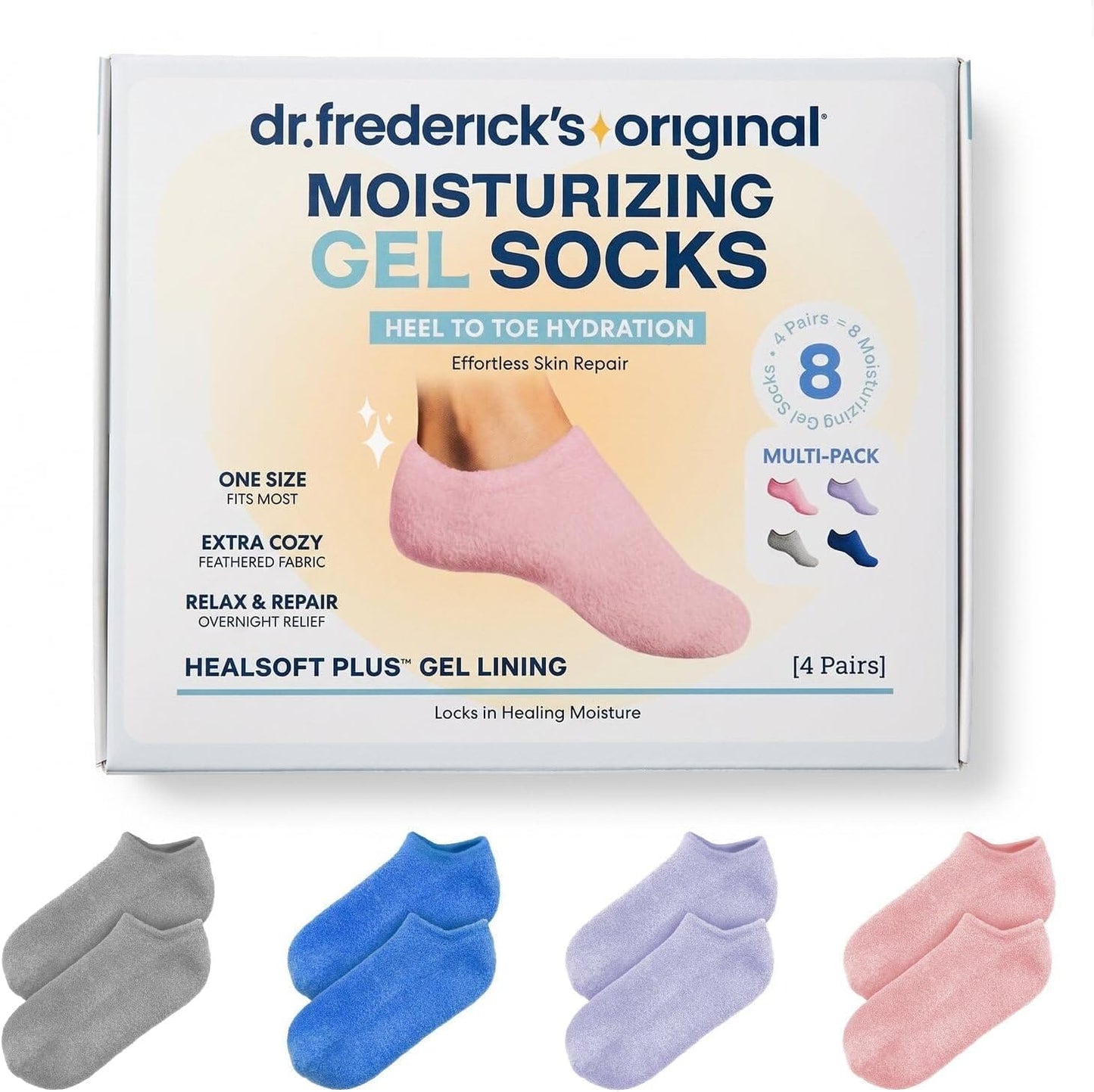 Moisturizing Gel Socks - HealSoft Plus™ - 1 Pair Moisturizing Therapy Dr. Frederick's Original Variety Pack 