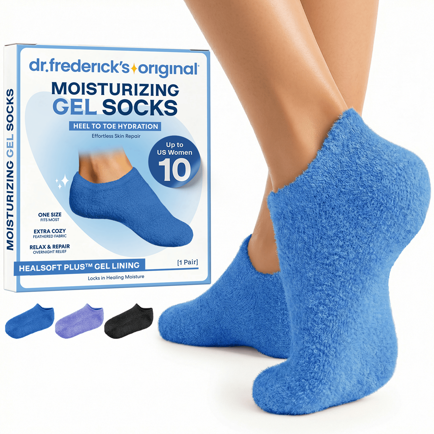 Moisturizing Gel Socks - HealSoft Plus™ - 1 Pair Moisturizing Therapy Dr. Frederick's Original Blue Haven 