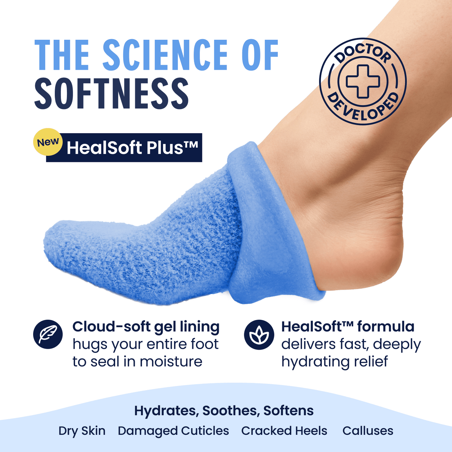 Moisturizing Gel Socks - HealSoft Plus™ - 1 Pair Moisturizing Therapy Dr. Frederick's Original 