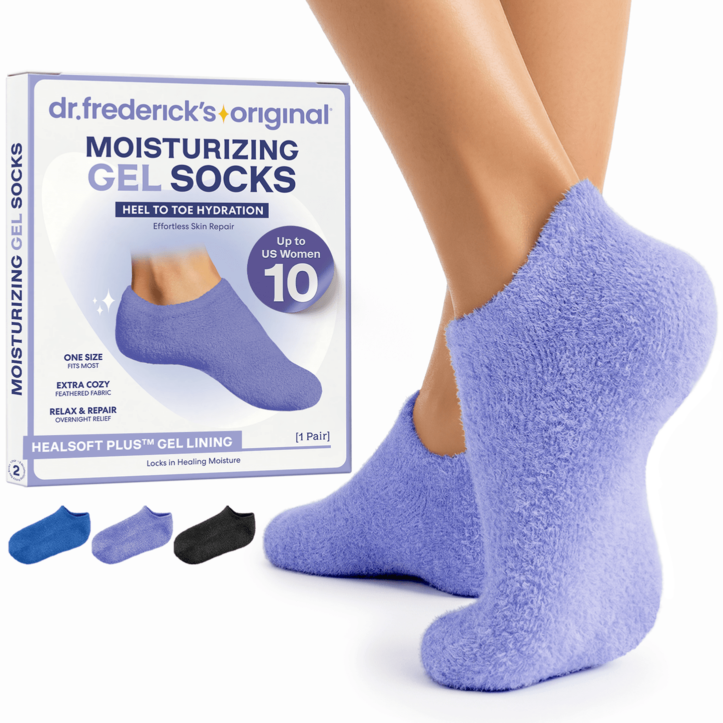Moisturizing Gel Socks - HealSoft Plus™ - 1 Pair Moisturizing Therapy Dr. Frederick's Original Purple Paradise 