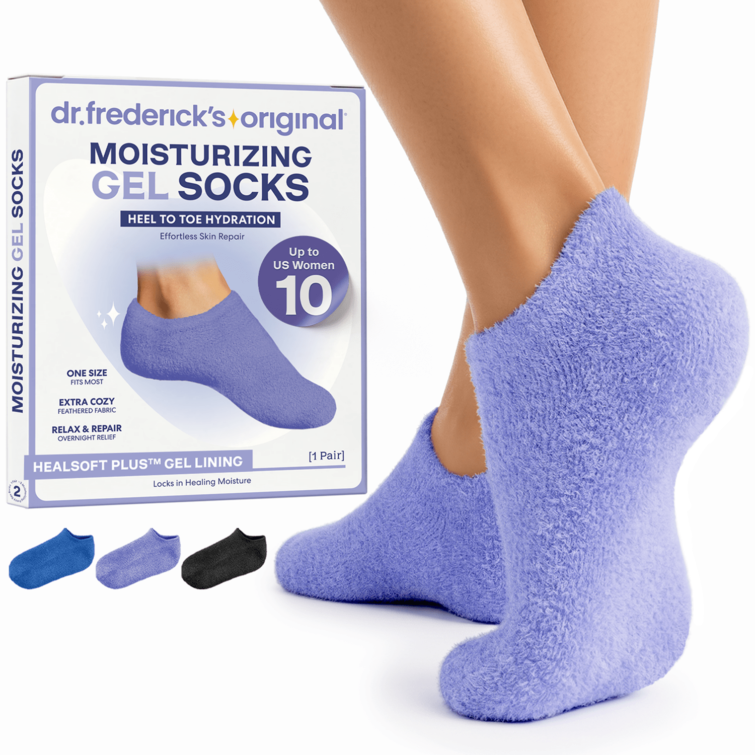 Moisturizing Gel Socks - HealSoft Plus™ - 1 Pair Moisturizing Therapy Dr. Frederick's Original Purple Paradise 