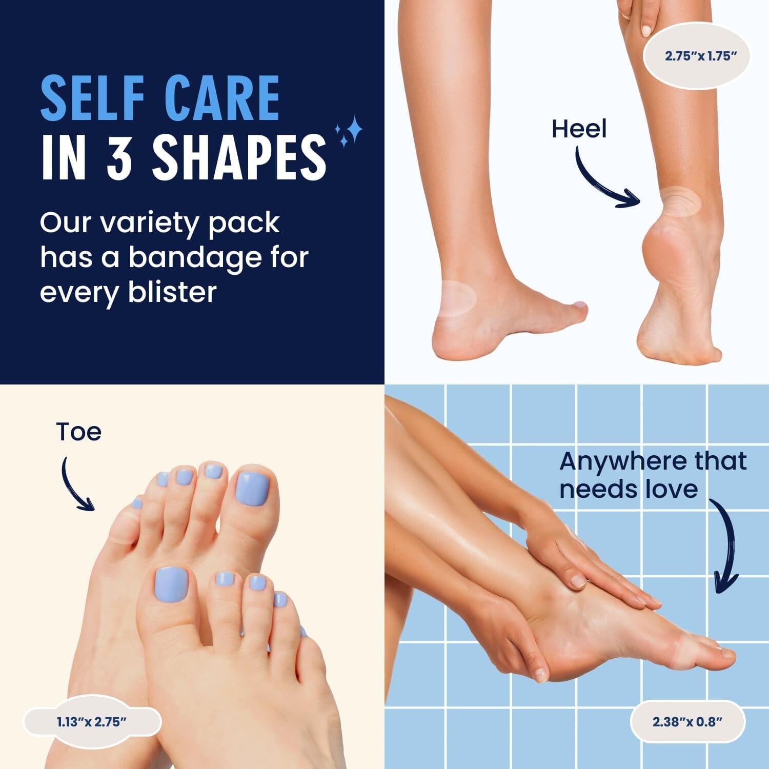 Dr. Frederick's Original SoftStick™ Better Blister™ Bandages - 24 ct - Extra Soft, Extra Stick - Grab-N-Go - Water Resistant Hydrocolloid Bandages for Blister Prevention - Variety Pack Foot Pain Dr. Frederick's Original 