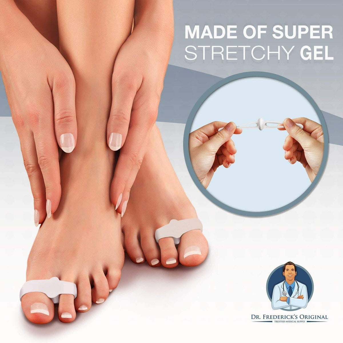 Dr. Frederick&#39;s Original Sport Bunion Toe Spacer Set - 4Pcs - Soft Gel Splints - One Size Fits All - Fast Relief - Wear with Shoes - for Men &amp; Women
