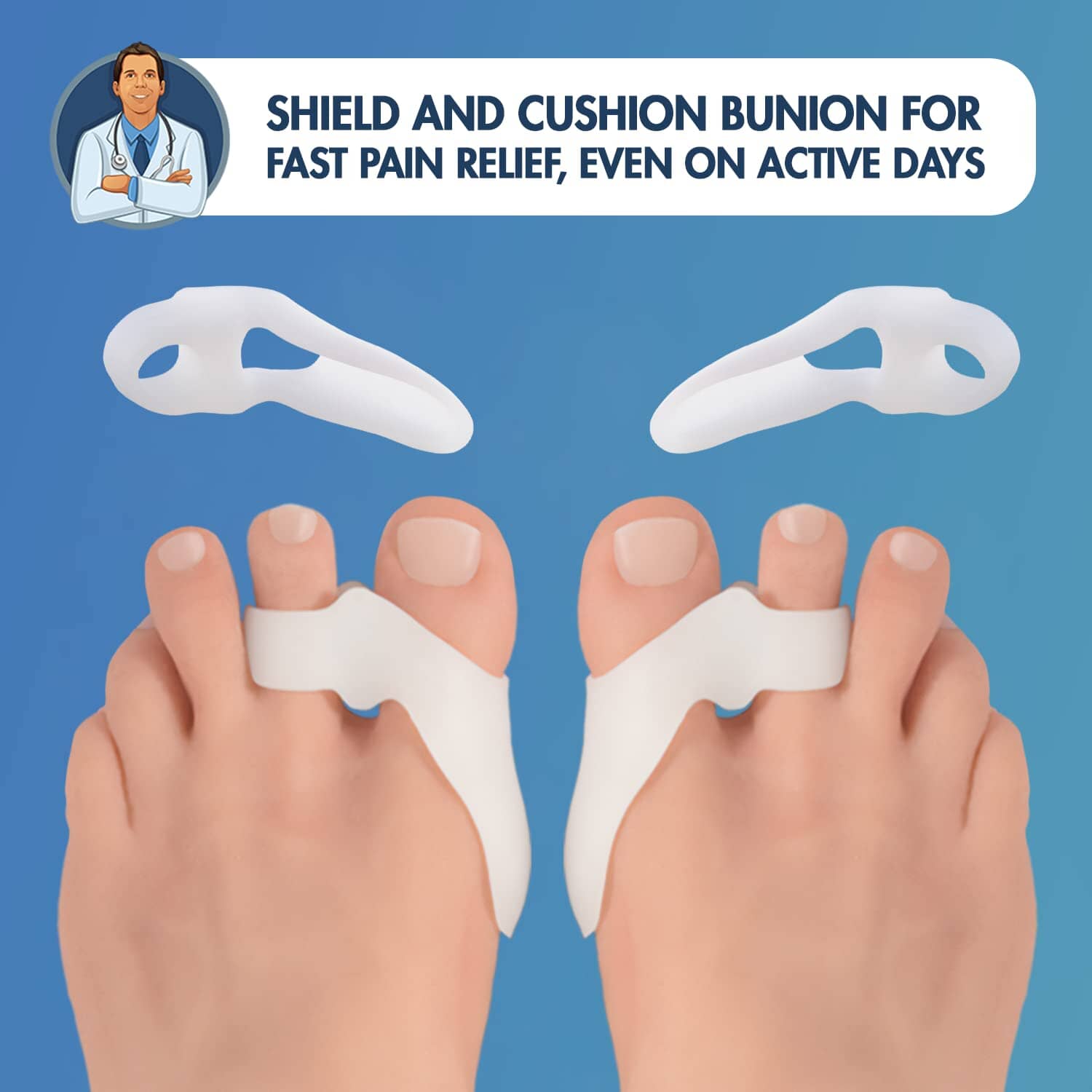 Dr. Frederick's Original Sport Bunion Pads - 4 ct - Temporary Bunion Corrector - Toe Separator Gel Cushion - Relief for Women & Men Foot Pain Dr. Frederick's Original 