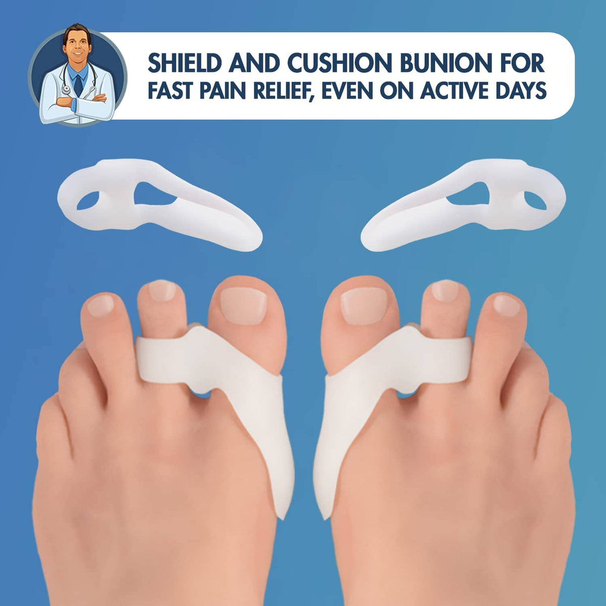 Dr. Frederick&#39;s Original Sport Bunion Pads - 4 ct - Temporary Bunion Corrector - Toe Separator Gel Cushion - Relief for Women &amp; Men Foot Pain Dr. Frederick&#39;s Original 