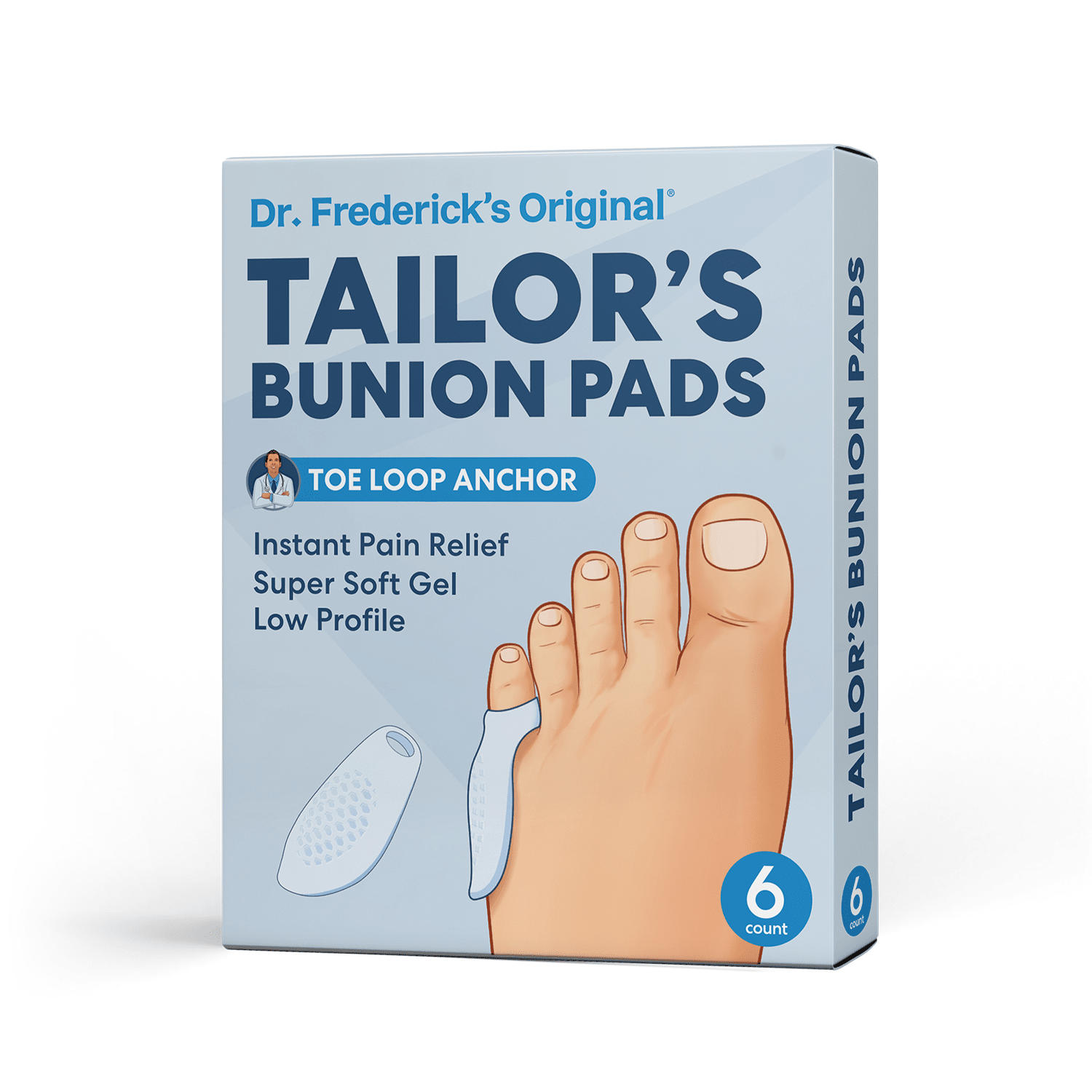 Dr. Frederick's Original Tailor's Bunion Pads - 6 Pads - Soft Gel Bunionette Pad - Protector - Tailors Bunion Pain Relief (Low Profile Spacers) Foot Pain Dr. Frederick's Original 