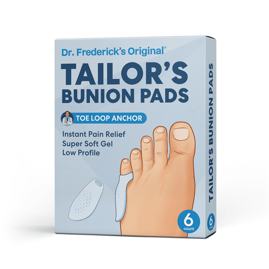 Dr. Frederick's Original Tailor's Bunion Pads - 6 Pads - Soft Gel Bunionette Pad - Protector - Tailors Bunion Pain Relief (Low Profile Spacers)