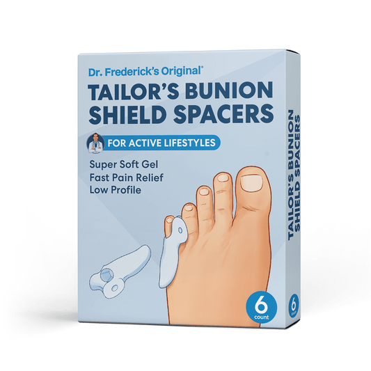 Dr. Frederick's Original Tailor's Bunion Shield Spacers - Soft Gel Bunionette Pads with Spacer - Bunion Pad Corrector - Fast Pain Relief for Men & Women - 6 pc Pinky Toe Protection