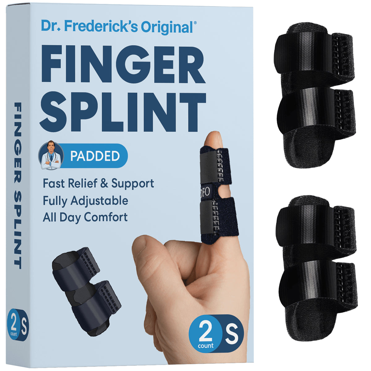 Dr. Frederick&#39;s Original Trigger Finger Splint - 2ct - Mallet Finger Splint - Finger Brace for Arthritis, Injury, Sprain - Fits Index, Middle, &amp; Ring Finger Pain Trigger Finger Dr. Frederick&#39;s Original Small 