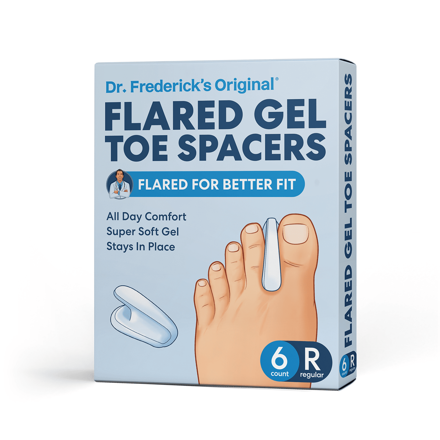 Dr. Frederick's Original Flared Gel Toe Separators - 6 ct - Soft Toe Spacers for Bunions, Overlapping Toes & Pain Relief - Orthotic Corrector for Men & Women - One Size Toe Care Dr. Frederick's Original 