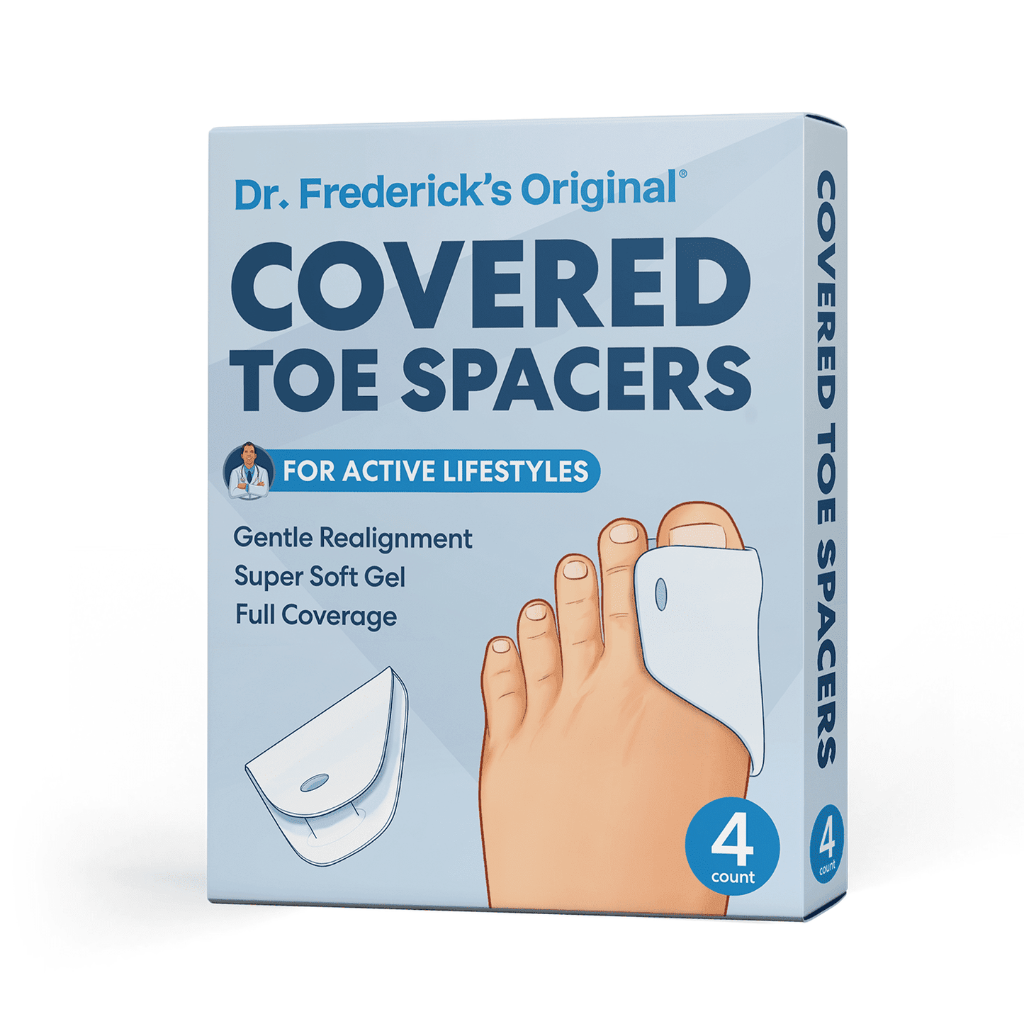 Dr. Frederick's Original Covered Toe Spacers - Gel Shields - 4 Pieces - Bunion Pain Relief Toe Care Dr. Frederick's Original 