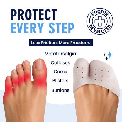 Dr. Frederick's Original All-Day Comfort Toe Sleeves - 4 ct - Gel Toe Caps with Metatarsal Pads for Pain Relief - Breathable Design for Men & Women Toe Care Dr. Frederick's Original 