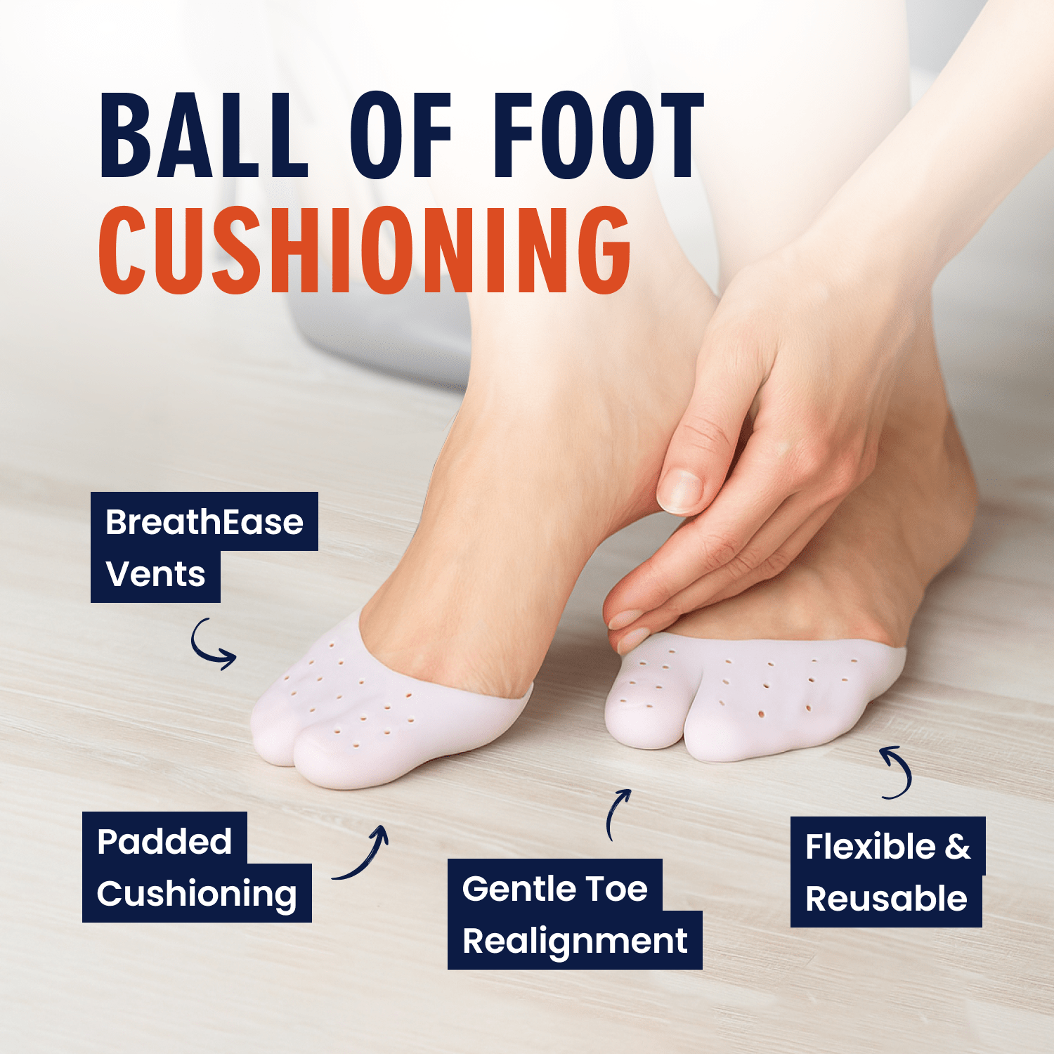 Dr. Frederick's Original All-Day Comfort Toe Sleeves - 4 ct - Gel Toe Caps with Metatarsal Pads for Pain Relief - Breathable Design for Men & Women Toe Care Dr. Frederick's Original 