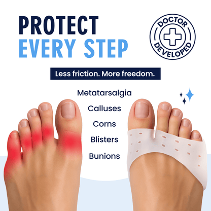 Dr. Frederick's Original Open Toe Sleeves | Half Toe Sleeve Metatarsal Pads | 4 Pieces | Ball of Foot Cushions | Great for Calluses and Blisters | for Men and Women | Perfect for High Heel Shoes Toe Care Dr. Frederick's Original 