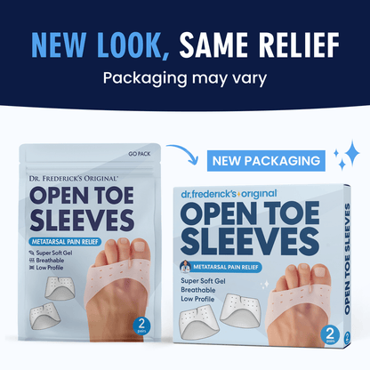 Dr. Frederick's Original Open Toe Sleeves | Half Toe Sleeve Metatarsal Pads | 4 Pieces | Ball of Foot Cushions | Great for Calluses and Blisters | for Men and Women | Perfect for High Heel Shoes Toe Care Dr. Frederick's Original 