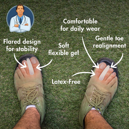 Dr. Frederick's Original Flared Gel Toe Separators - 6 ct - Soft Toe Spacers for Bunions, Overlapping Toes & Pain Relief - Orthotic Corrector for Men & Women - One Size Foot Pain Dr. Frederick's Original 