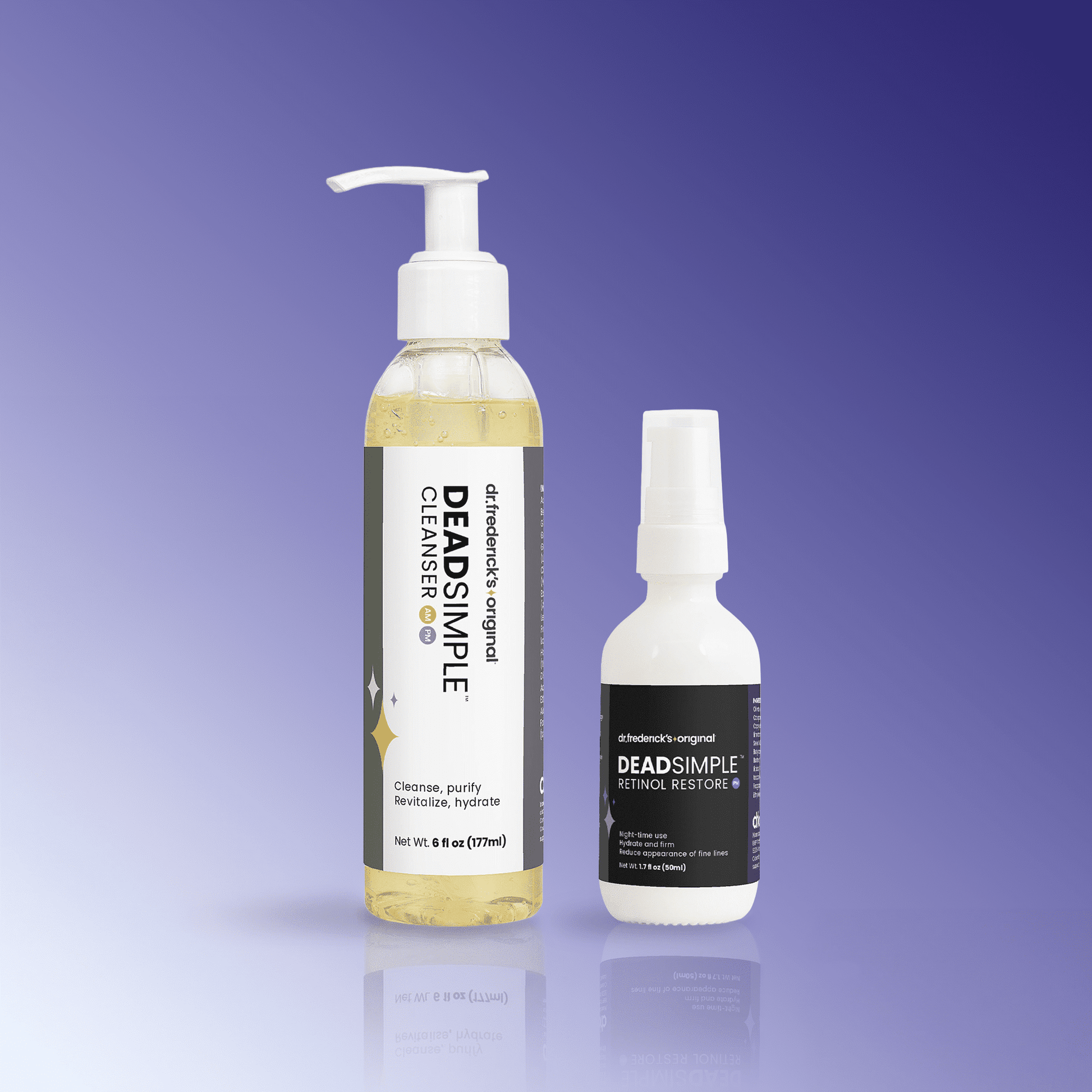 DeadSimple™ Cleanse + Restore Duo - Gentle Cleanser & Retinol Night Treatment Facial Care Fast Bundle 