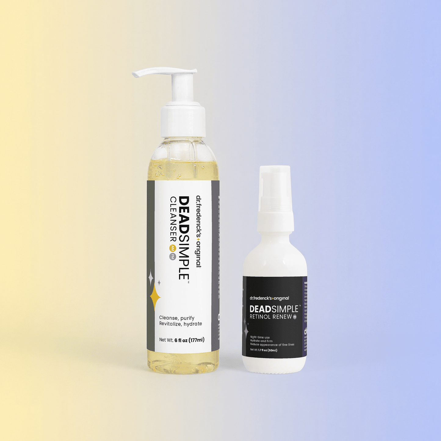 DeadSimple™ Cleanse + Renew Duo - Gentle Cleanser & Retinol Night Treatment Facial Care Fast Bundle 