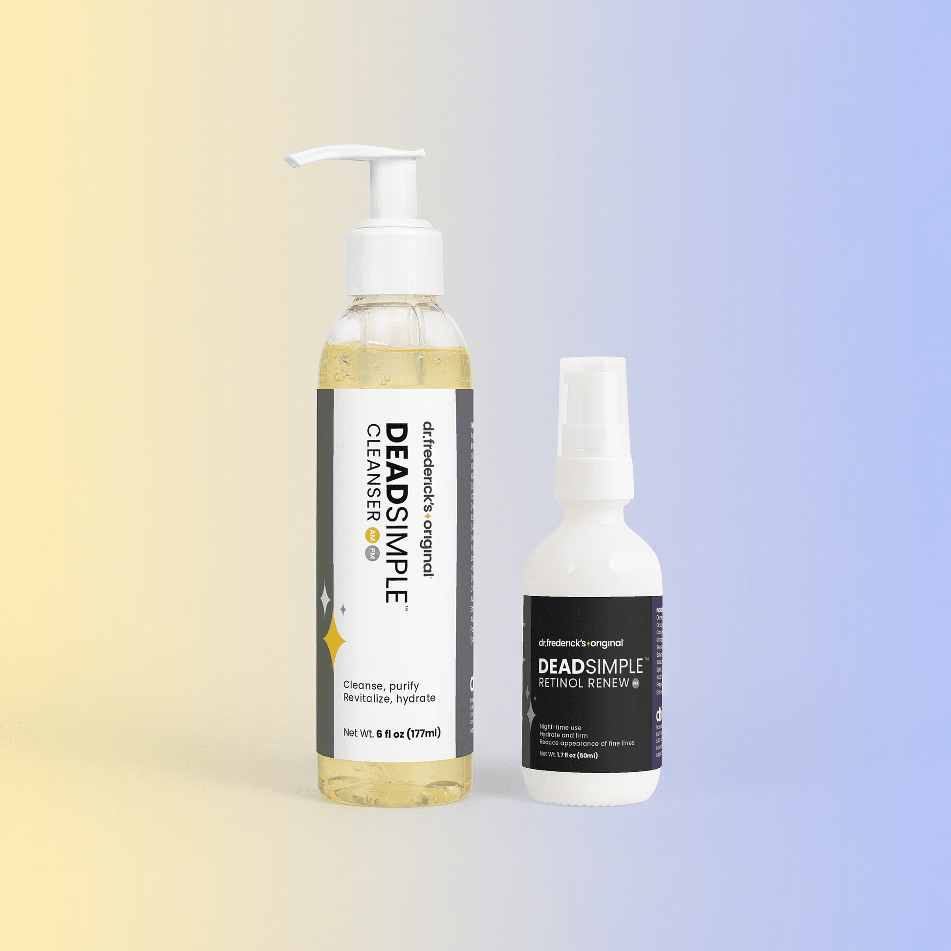 DeadSimple™ Cleanse + Renew Duo - Gentle Cleanser & Retinol Night Treatment Facial Care Fast Bundle 